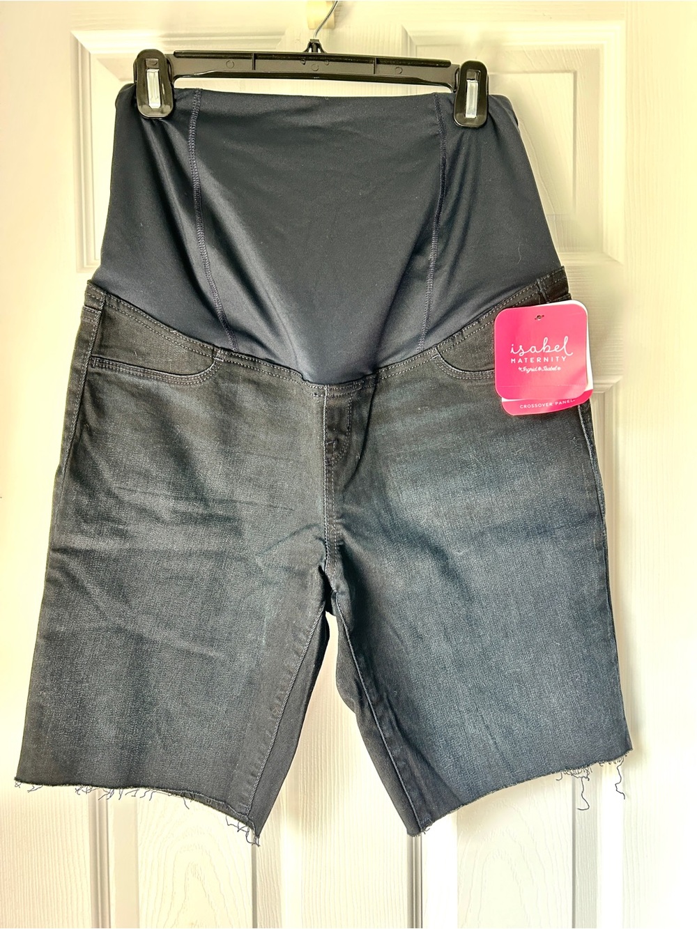 Isabel Maternity Bermuda Denim Shorts Sz 10 NWT black